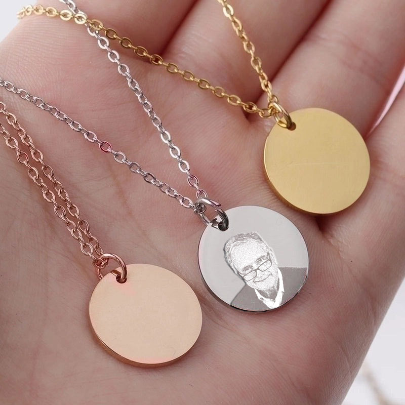Personalised Photo Necklace – Stainless Steel (Single-Sided Engraving)