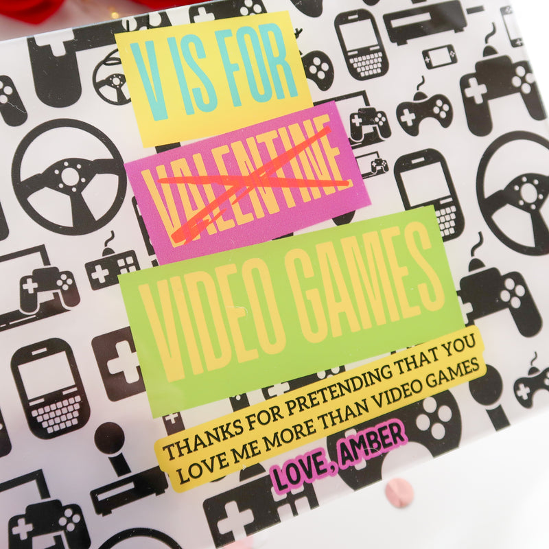 Personalised Valentine’s Day Acrylic Sign – “V is for Video Games”