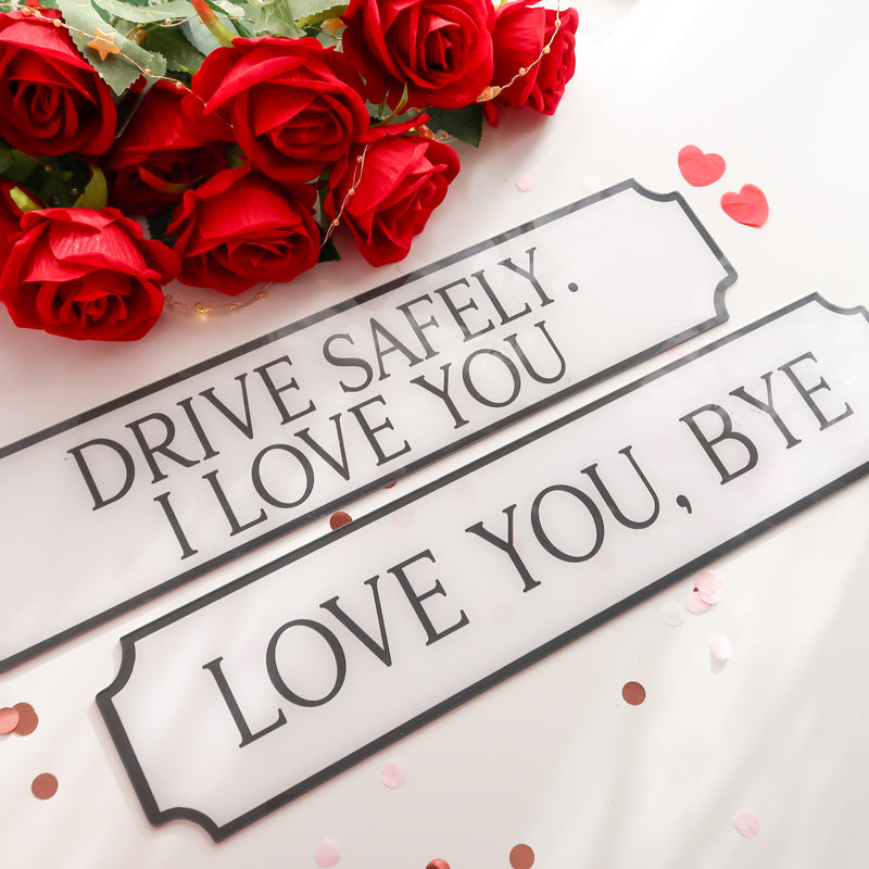 Love You Bye Wall Art Railway Style Sign