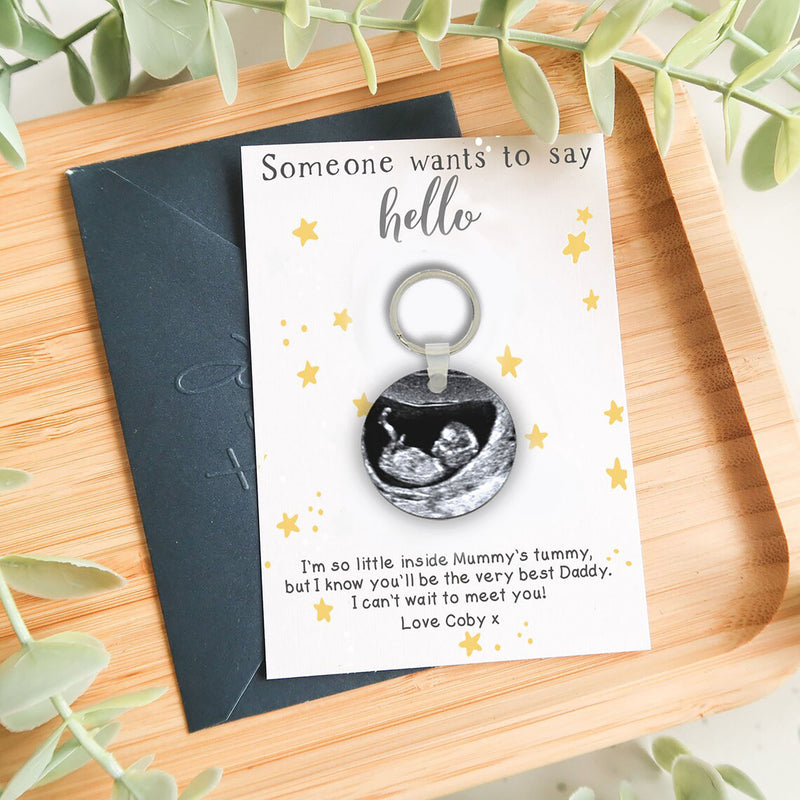 Baby Scan Keyring Fathers Day Gift Personalised Gift From Bump to Mum to be - Gift Grandma to be Pregnancy Announcement - To Nanny From Bump