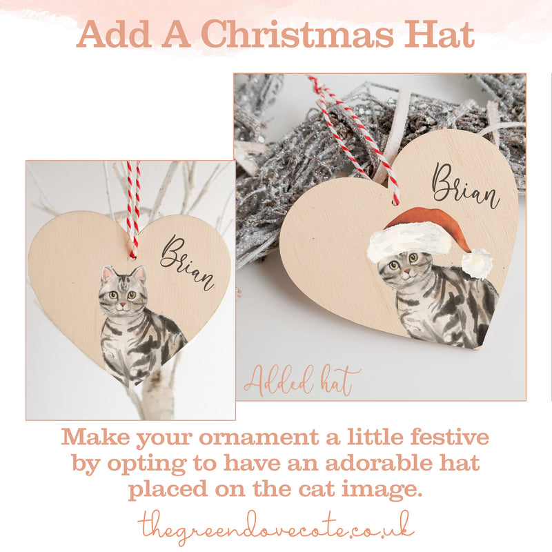 American Shorthair Tabby Cat Ornament - Cat Christmas Decoration - Cat Gifts - Cat Personalised -