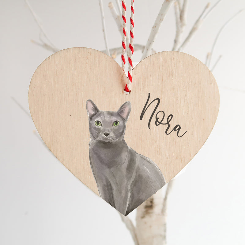 Blue Russian Cat Ornament - Cat Christmas Decoration - Cat Gifts - Cat Personalised -