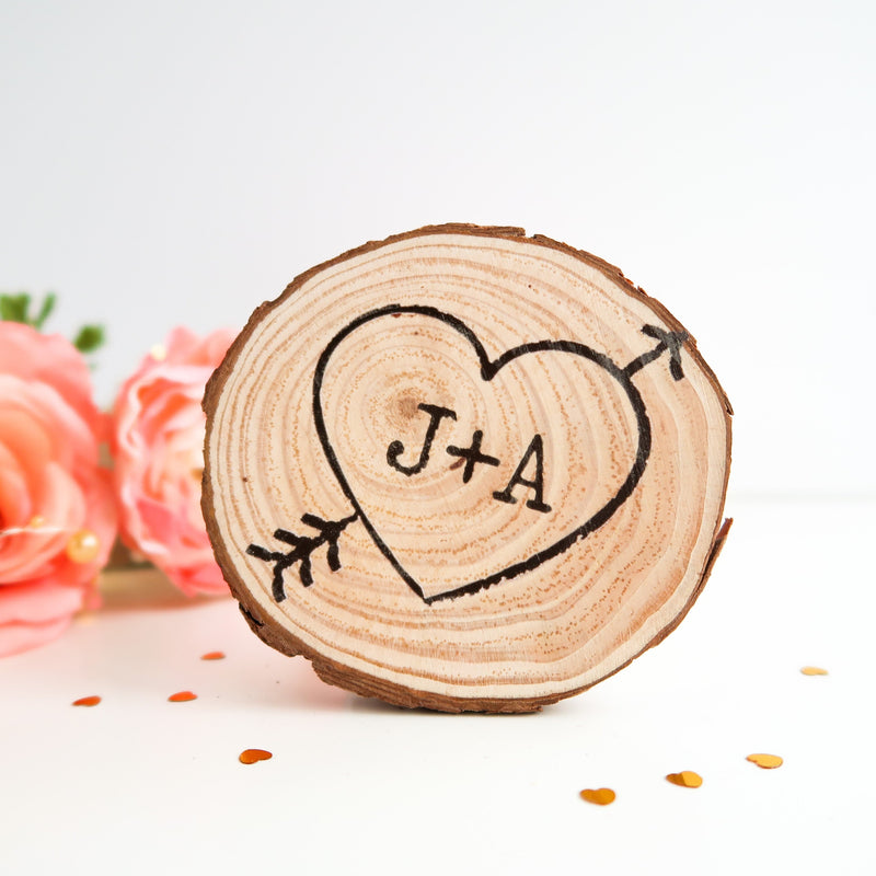 Personalised Log Slice - Valentines Gift For Him - Wood Slice Gift - Wood Slice Plaque - Rustic Wooden Gift