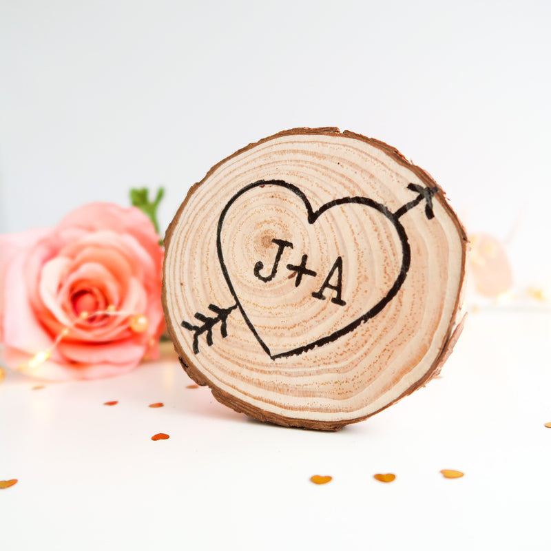 Personalised Log Slice - Valentines Gift For Him - Wood Slice Gift - Wood Slice Plaque - Rustic Wooden Gift