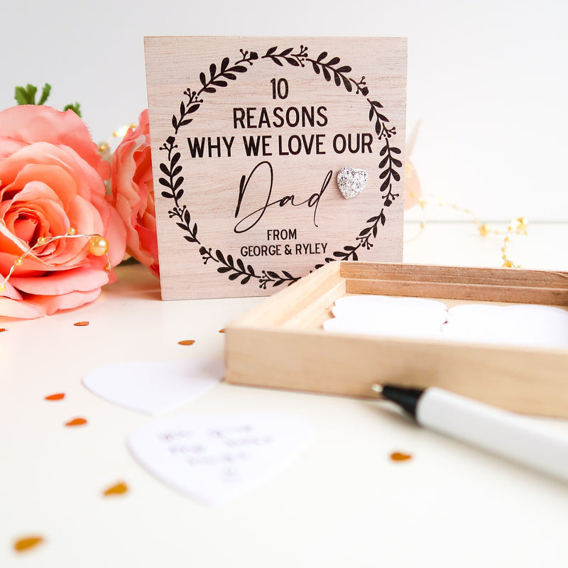 Reasons Why I Love You - Personalised Wooden Box With Hearts - Valentines Gift For Him -