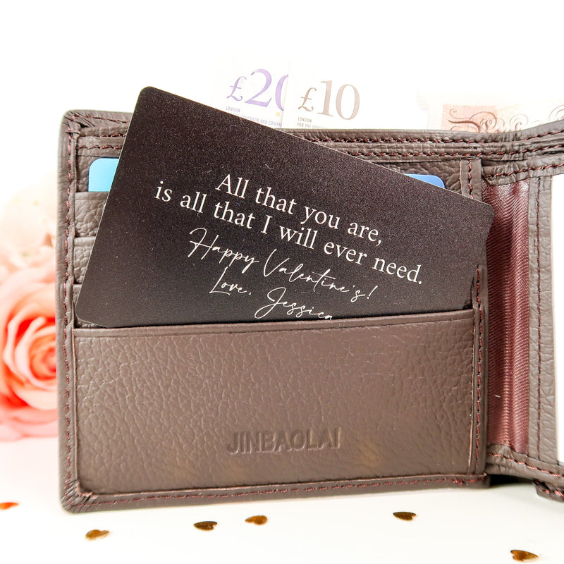 Personalised Wallet Insert - Silver Wallet Insert - Personalised Gift For Him - Husband Boyfriend Anniversary Gift - Valentines Day Gift