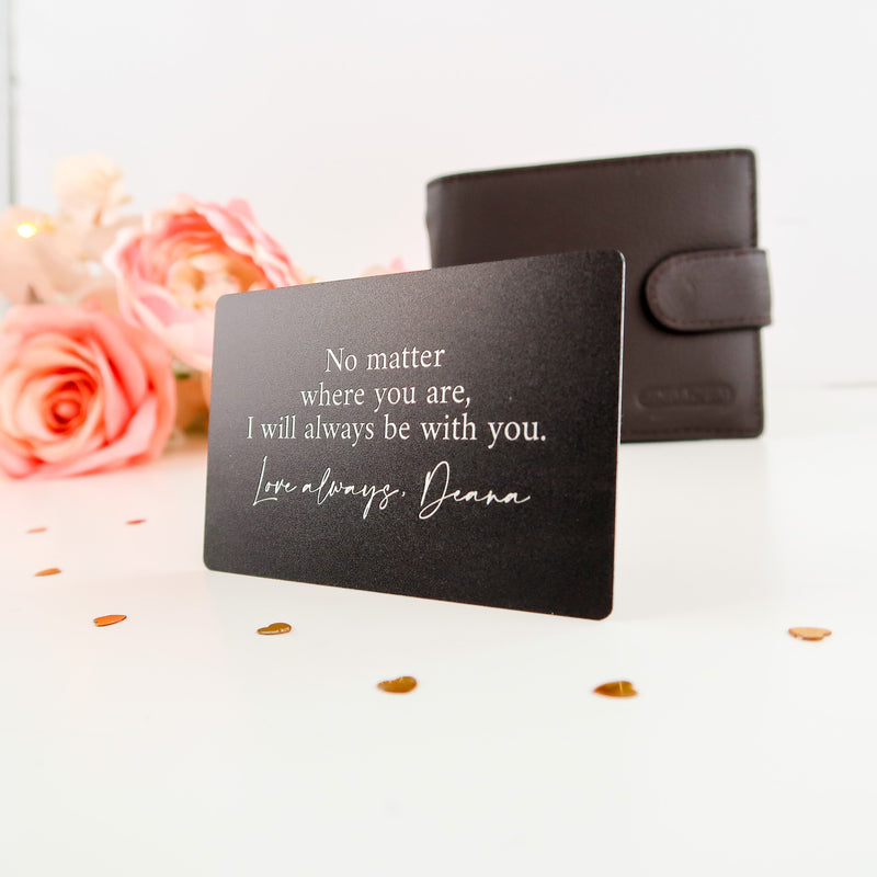 Personalised Message Metal Wallet Card Insert - Personalised Gift For Him - Husband Boyfriend Anniversary Gift - Valentines Day Gift