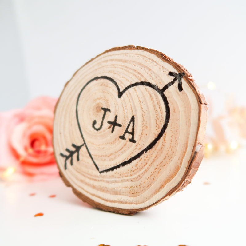 Personalised Log Slice - Valentines Gift For Him - Wood Slice Gift - Wood Slice Plaque - Rustic Wooden Gift