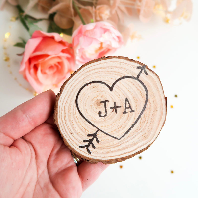 Personalised Log Slice - Valentines Gift For Him - Wood Slice Gift - Wood Slice Plaque - Rustic Wooden Gift