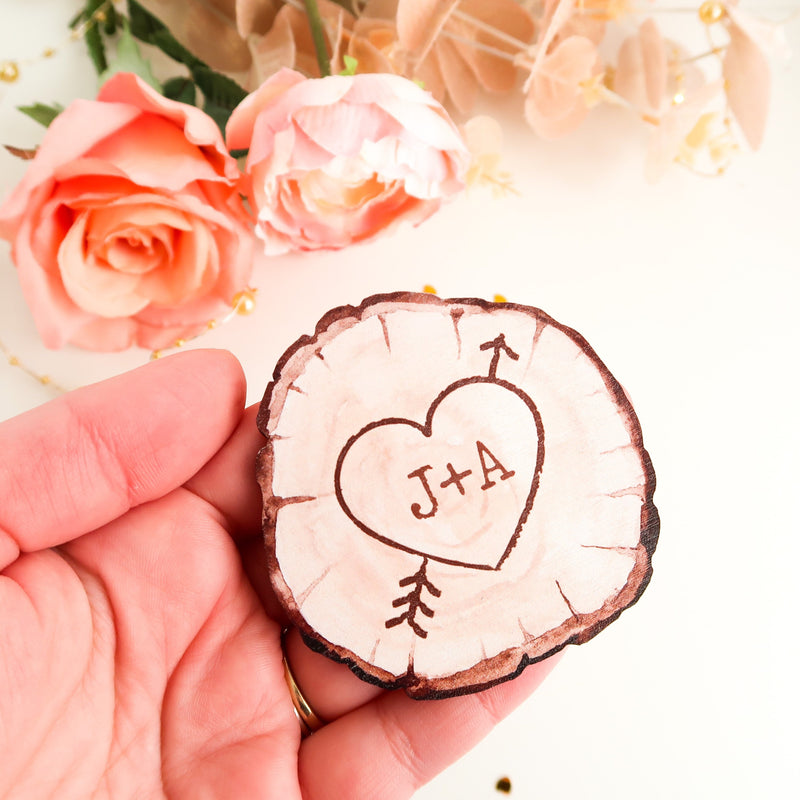 Valentines Card For Him -  Card For Him - Valentines Day Gift - Personalised Log Slice - Log Slice Decoration - Gift For Him