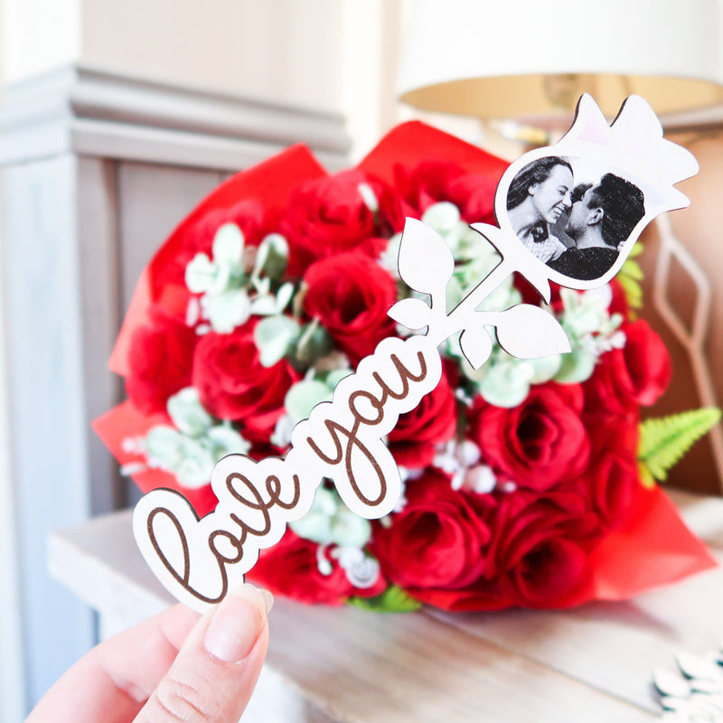 Valentines Day Gift For Her - Flower Rose. Personalised Rose - Valentines Day Gift For Him - Add a photo