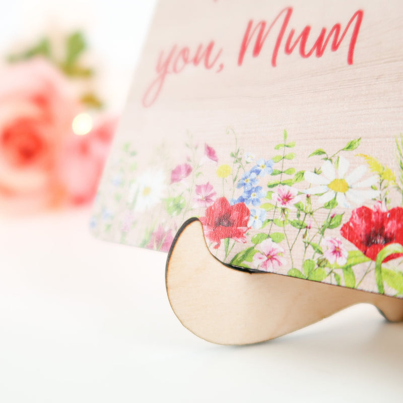 Mothers Day Plaque - Wooden Flower Postcard For Mum