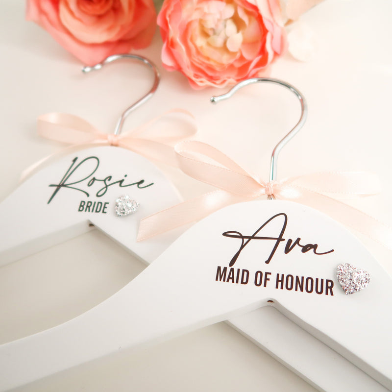 Personalised Bridal Hangers For Bridesmaid Maid of Honour Flower Girl Bride Wedding Dress - Personalised Bride to Be Gift Keepsake