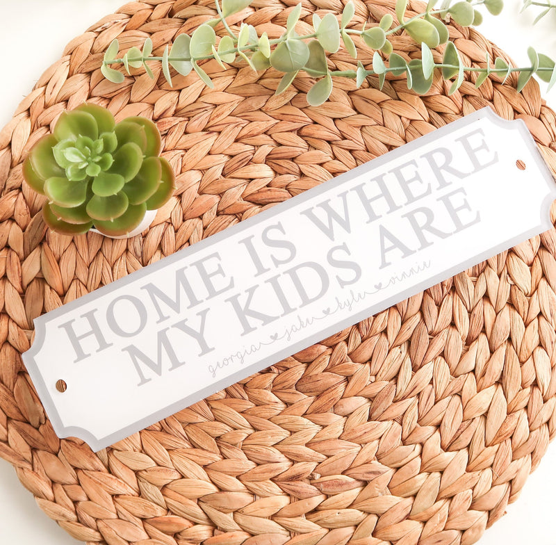 Home Is Where My Personalised Street Sign - Rustic Sign For Home Decor -  Plaque Keepsake - Home Keepsake - Home Is Where My Girls Are