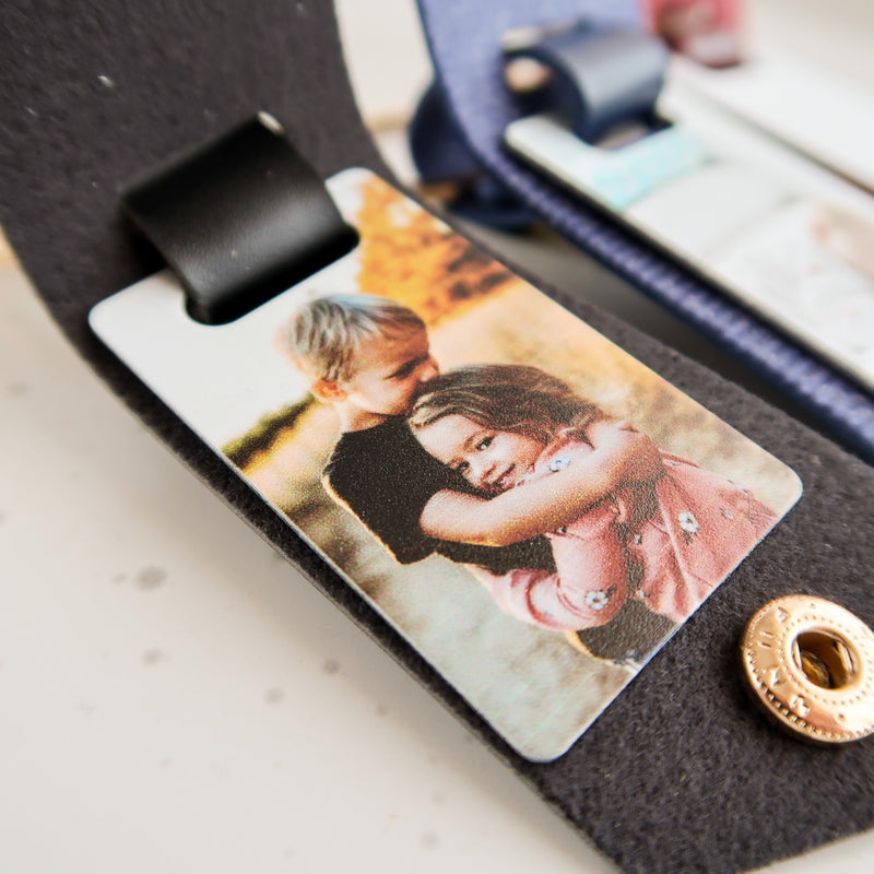Photo Keyring - Leather Photo Keychain - Leather Keychain with Picture - Gift For Father's Day