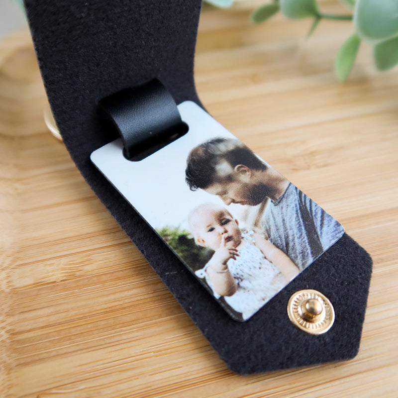 Photo Keyring - Leather Photo Keychain - Leather Keychain with Picture - Gift For Father's Day