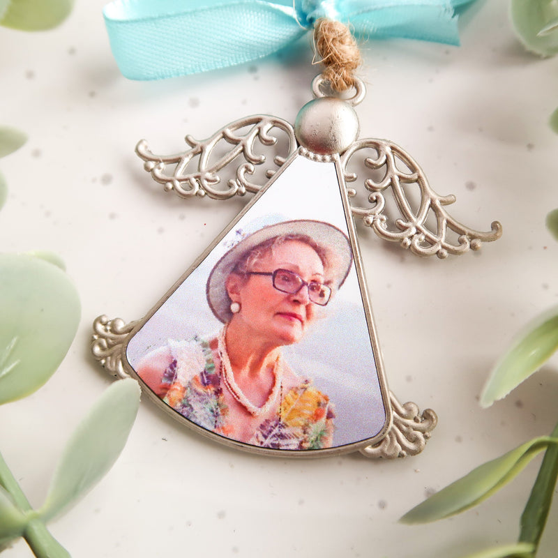 Grieving Parents Gift - Photo Angel - Remembrance Photo Gift - Angel Wings Ornament