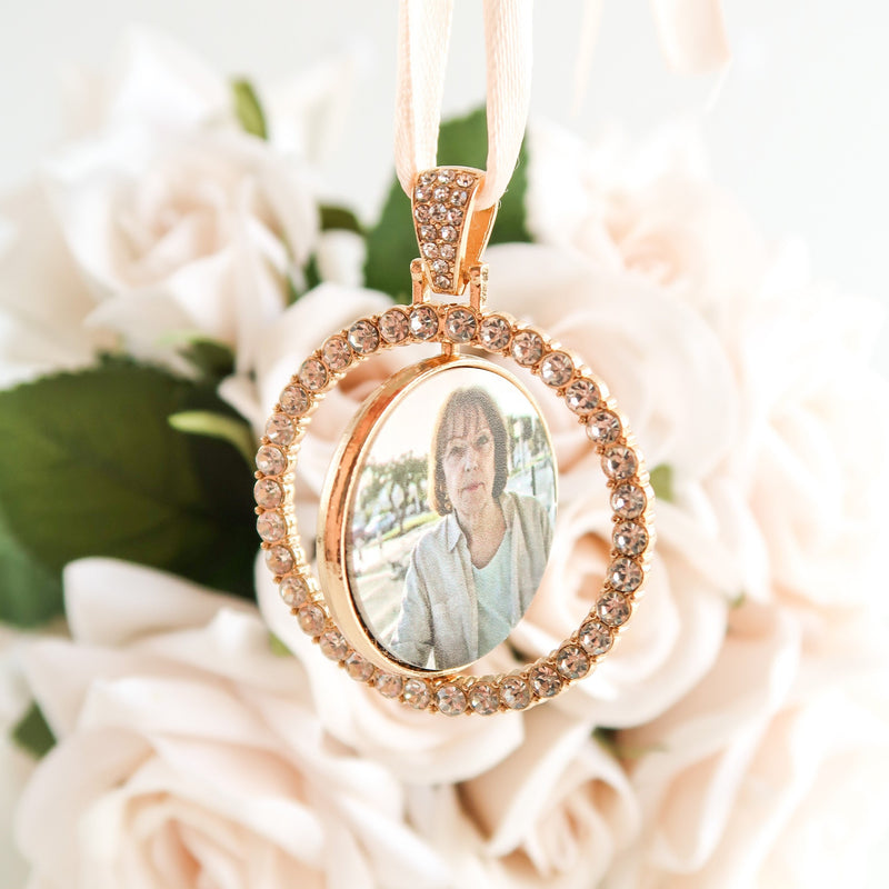 Bouquet Photo Charm - Memorial Broach In Gold