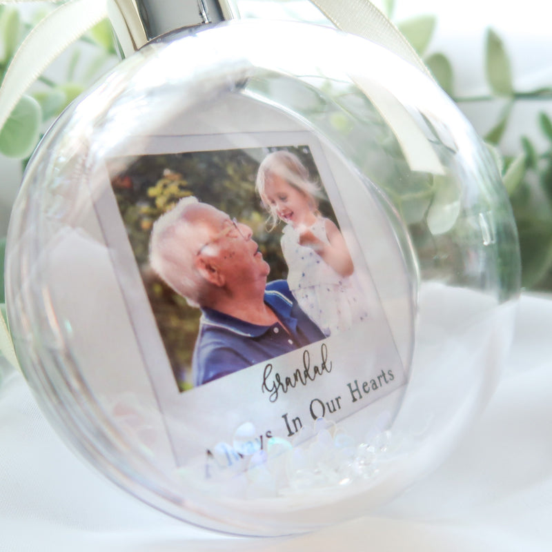 Grandad Memorial Gift - Grandad In Heaven Photo Bauble - Remembrance Gifts For Christmas - Photo Bauble