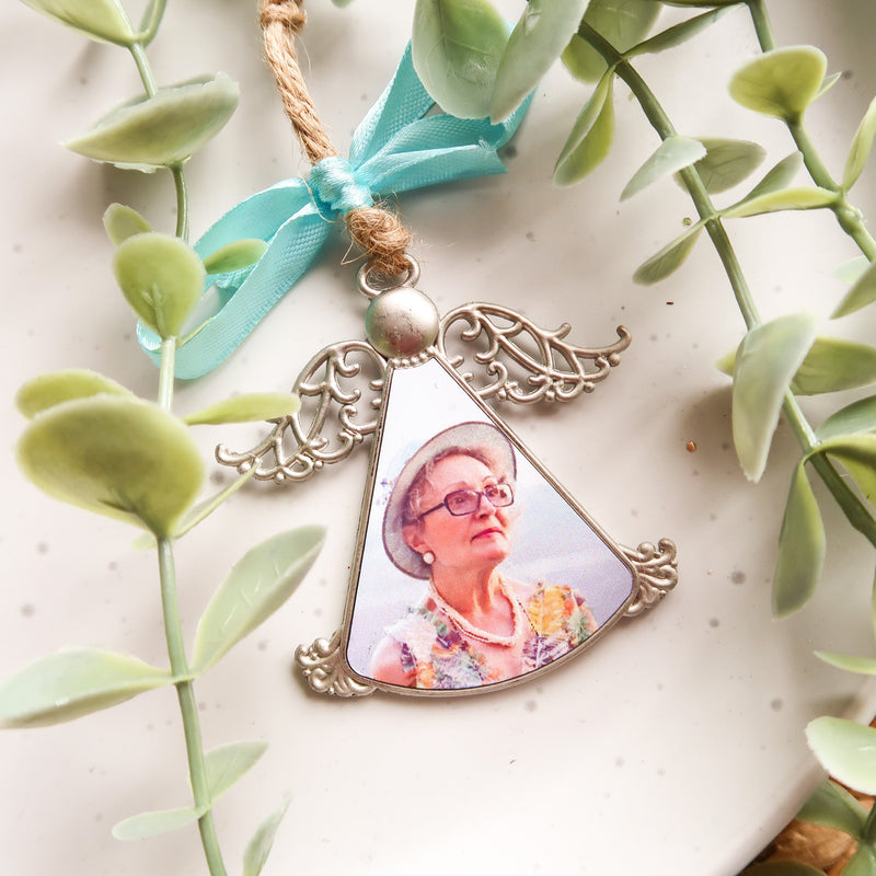 Grieving Parents Gift - Photo Angel - Remembrance Photo Gift - Angel Wings Ornament