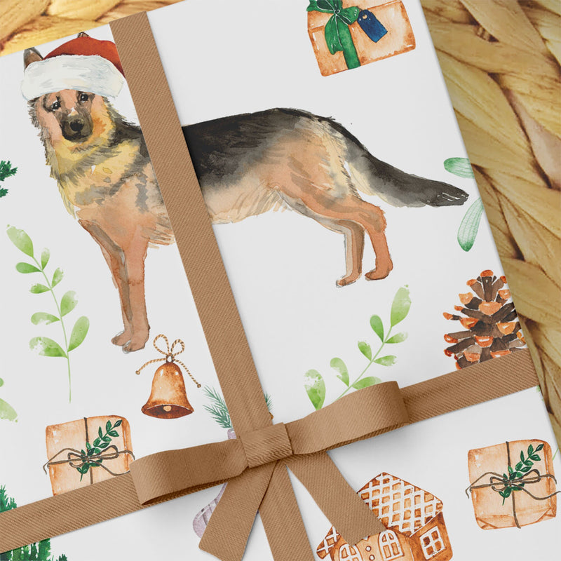 German Shepherd Christmas Wrapping Paper - Dogs Wrapping Paper - Gift For Dog Lovers - Christmas Dog Gift Wrap Paper - New Puppy Gifts