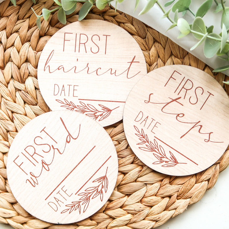 Wooden Baby Milestone Discs - Baby First Moments