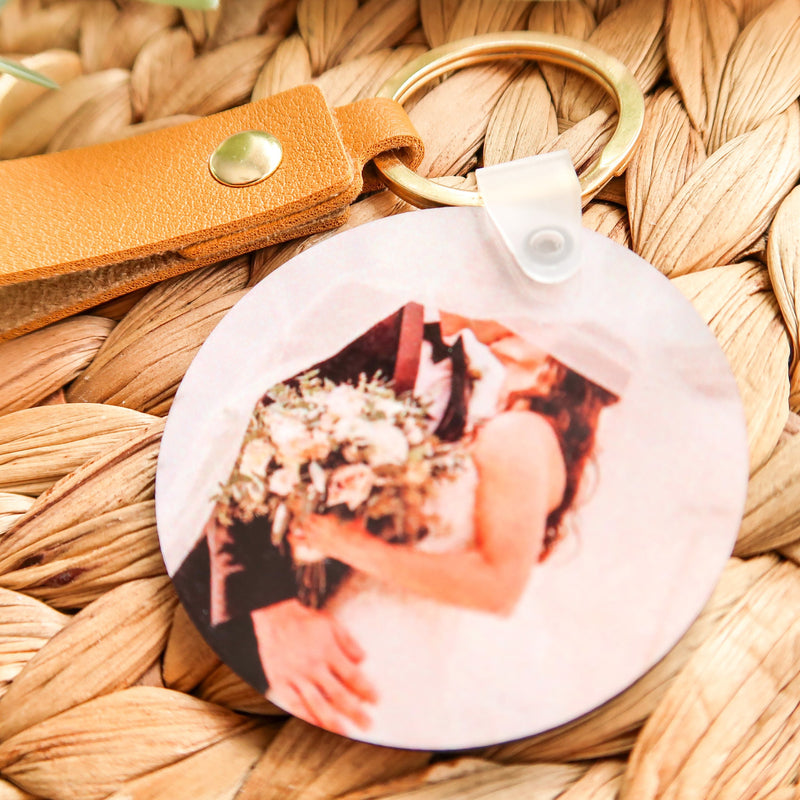 Wedding Photo Gift Keyring - Photo Keyring Leather - Personalised Photo Keyring - Leather Gifts