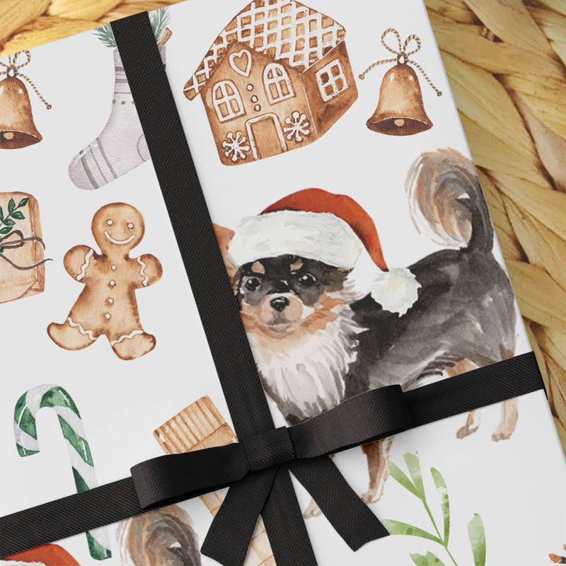 Long Haired Chihuahua Dog Wrapping Paper - Dogs Wrapping Paper - Gift For Dog Lovers - Christmas Dog Gift Wrap Paper - Chihuahua Gifts -