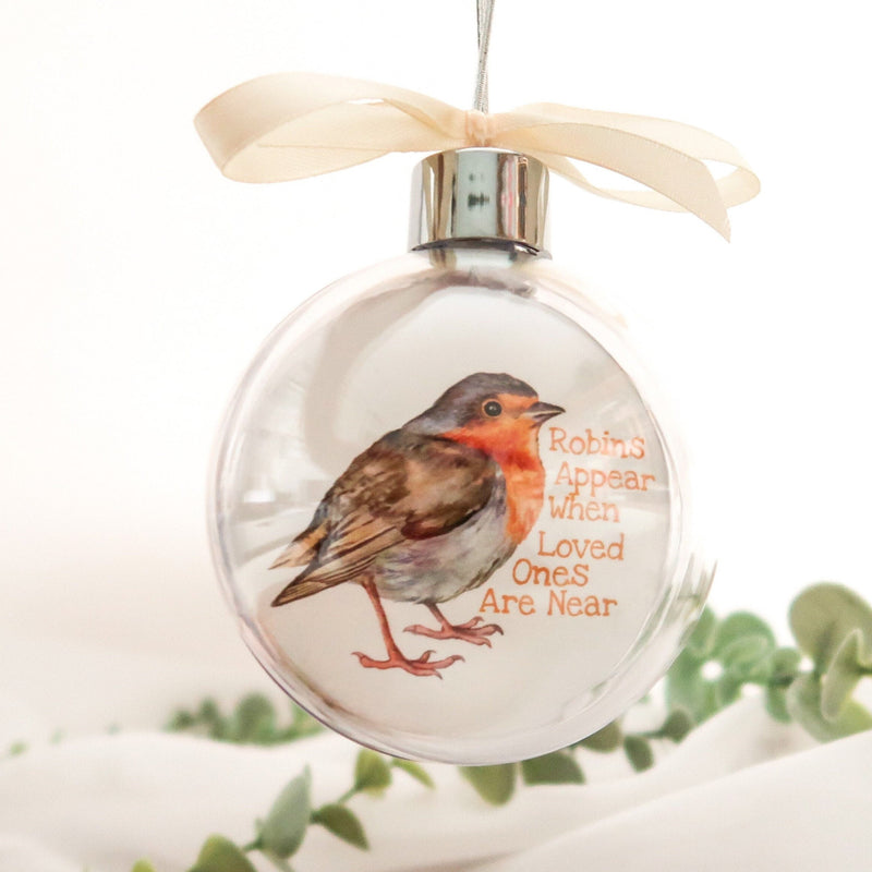 When Robins Appear Christmas Bauble Ornament - Christmas Sympathy Gift For Loss