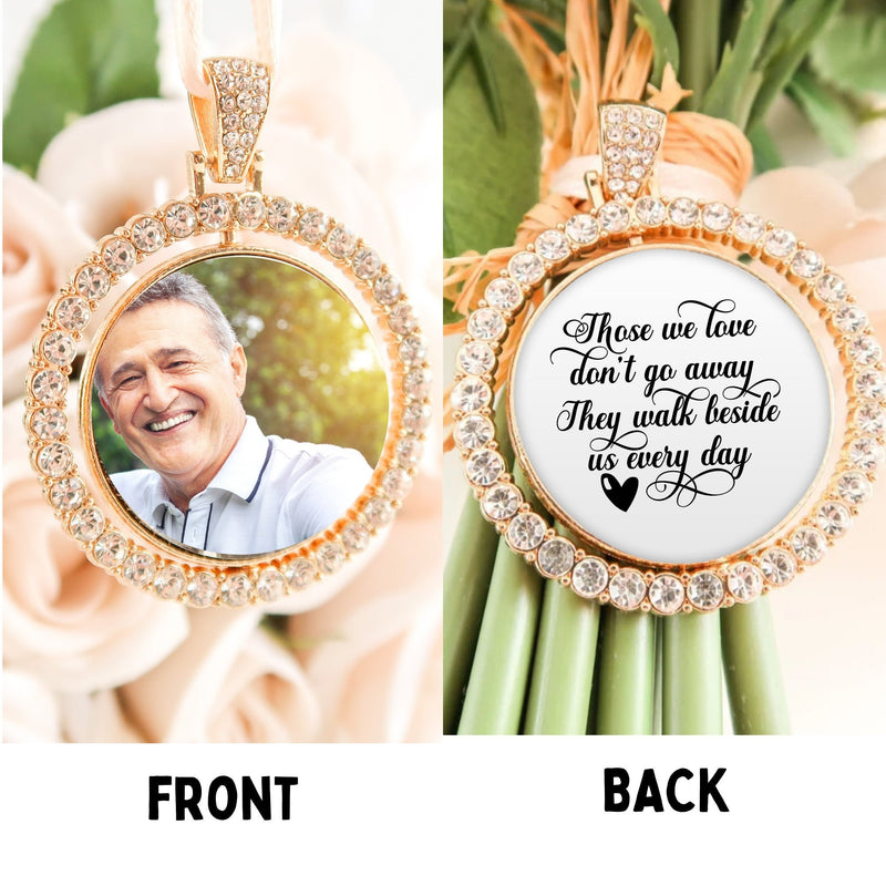 Bouquet Photo Charm - Memorial Broach In Gold