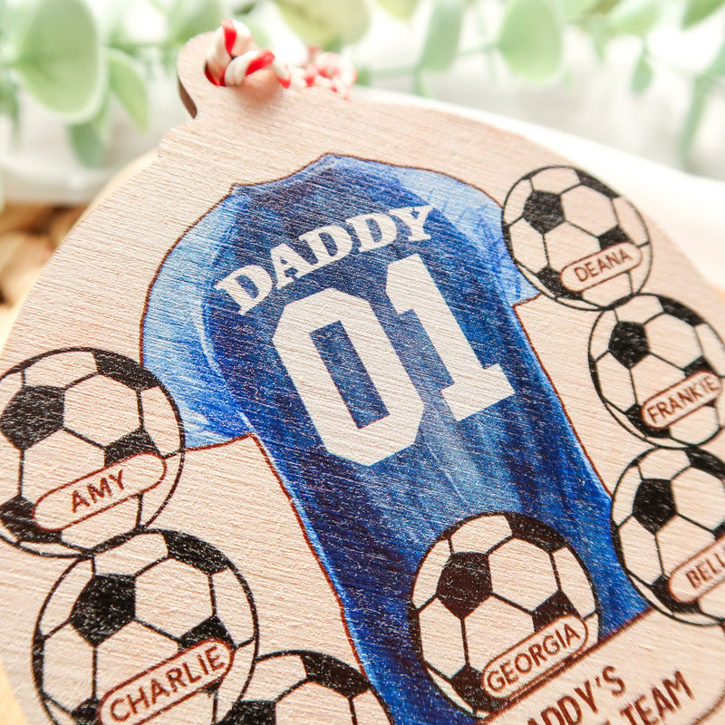 Football Shirts Gift Ideas - Football Gift Christmas Ornament - Personalised Gift For Him - Daddy's Favourite Team