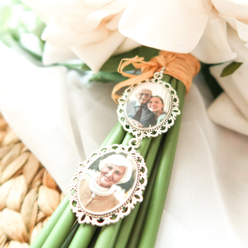 Bridal Bouquet Photo Memory Charm Oval Frame