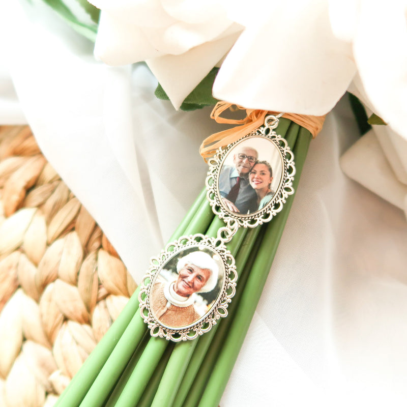 Bridal Bouquet Photo Memory Charm Oval Frame