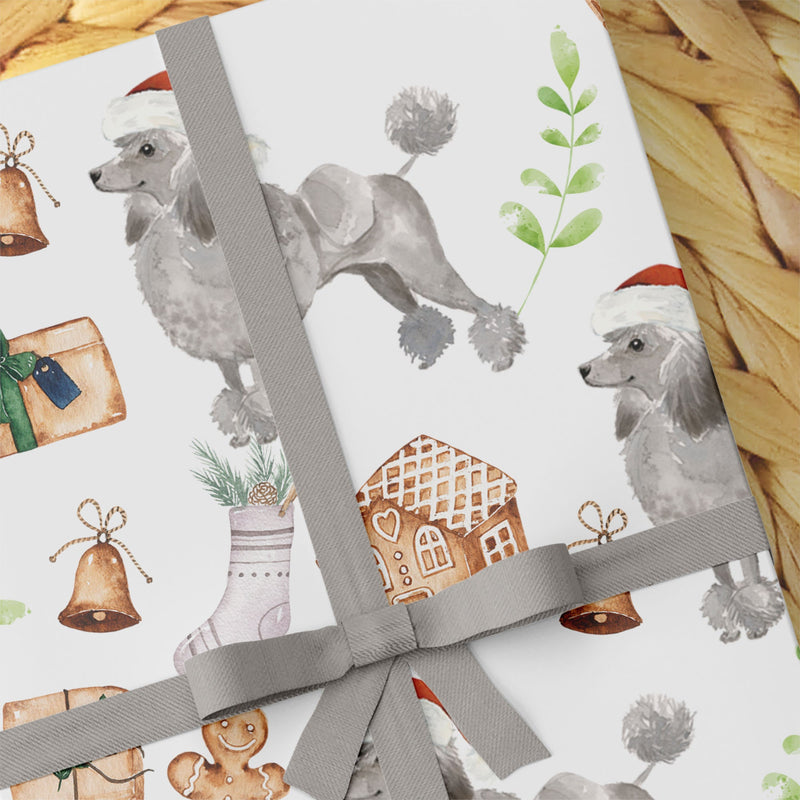 Poodle Dog Wrapping Paper - Dogs Wrapping Paper - Gift For Dog Lovers - Christmas Dog Gift Wrap Paper - Grey Poodle Puppy Gifts -