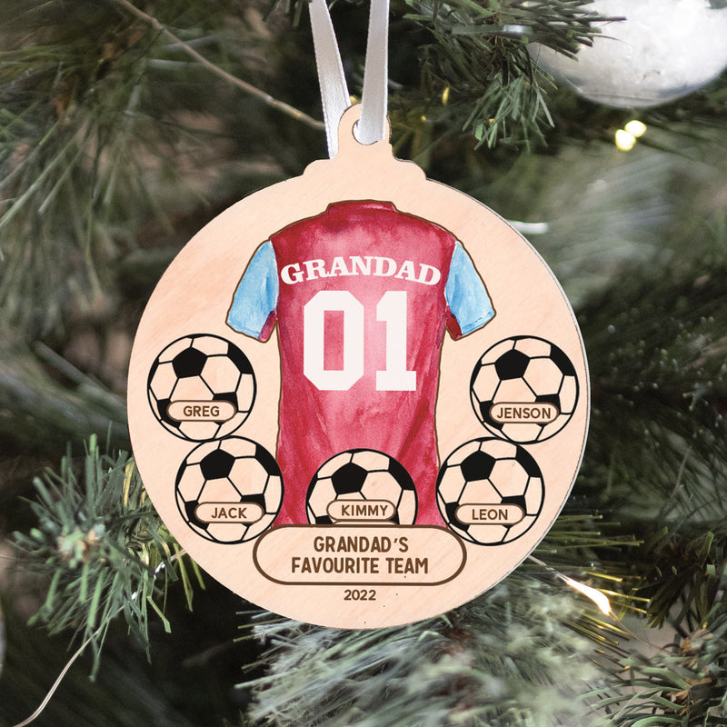 Football Shirts Gift Ideas - Football Gift Christmas Ornament - Personalised Gift For Him - Daddy's Favourite Team