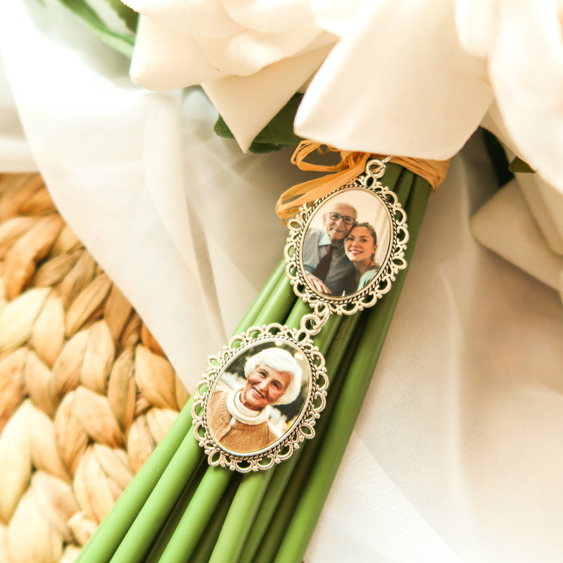 Personalised Wedding Bouquet Charm with Photo | Bridal Accessory Memory Keepsake