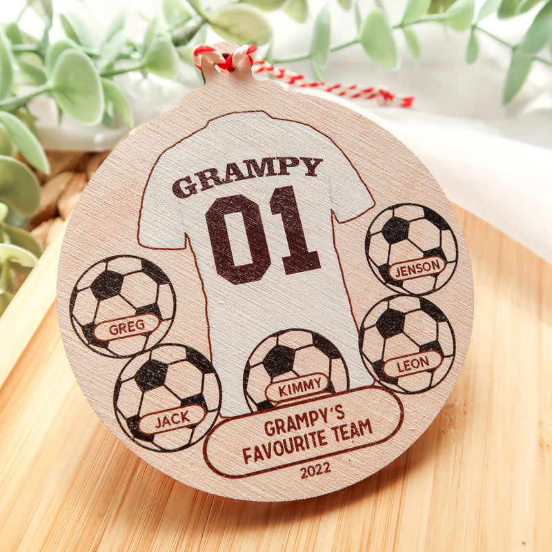 Football Shirts Gift Ideas - Football Gift Christmas Ornament - Personalised Gift For Him - Daddy's Favourite Team