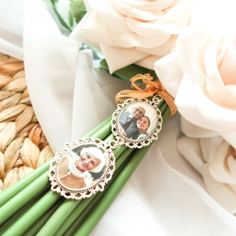 Bridal Bouquet Photo Memory Charm Oval Frame