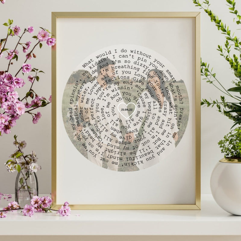 Personalised Anniversary Gift - Paper Anniversary Gifts for him - Record Song Lyrics For Home