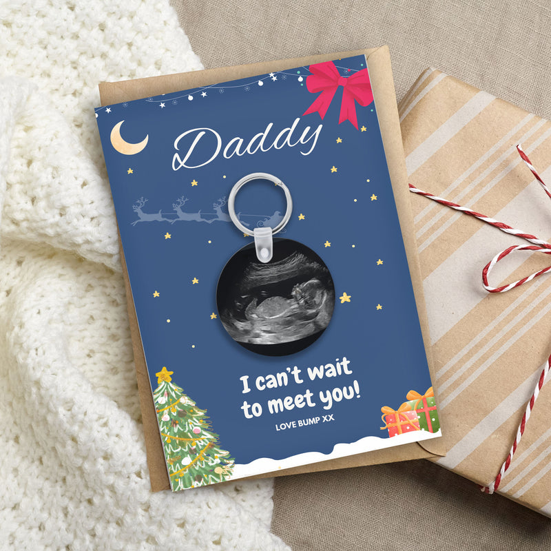 Daddy To Be Keyring - Baby Scan Keyring - Ultrasound Keyring For New Daddy - Customised Baby Keyring - Christmas Gift For Daddy From Bump
