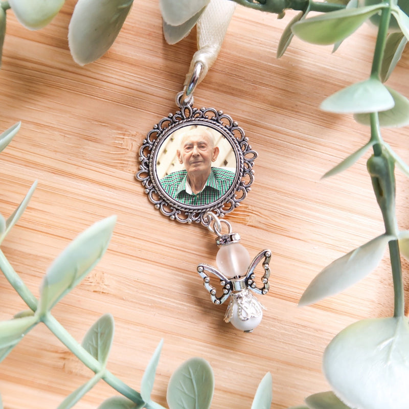 Bouquet Photo Charm With Angel Wings