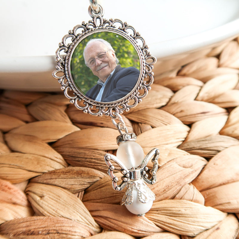Bouquet Photo Charm With Angel Wings