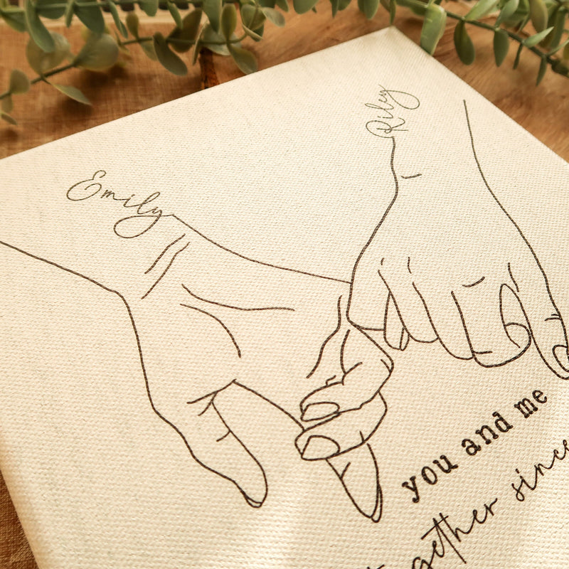 Couples Gift Ideas For Boyfriend - Line Art Hands Canvas Print - Valentines Canvas