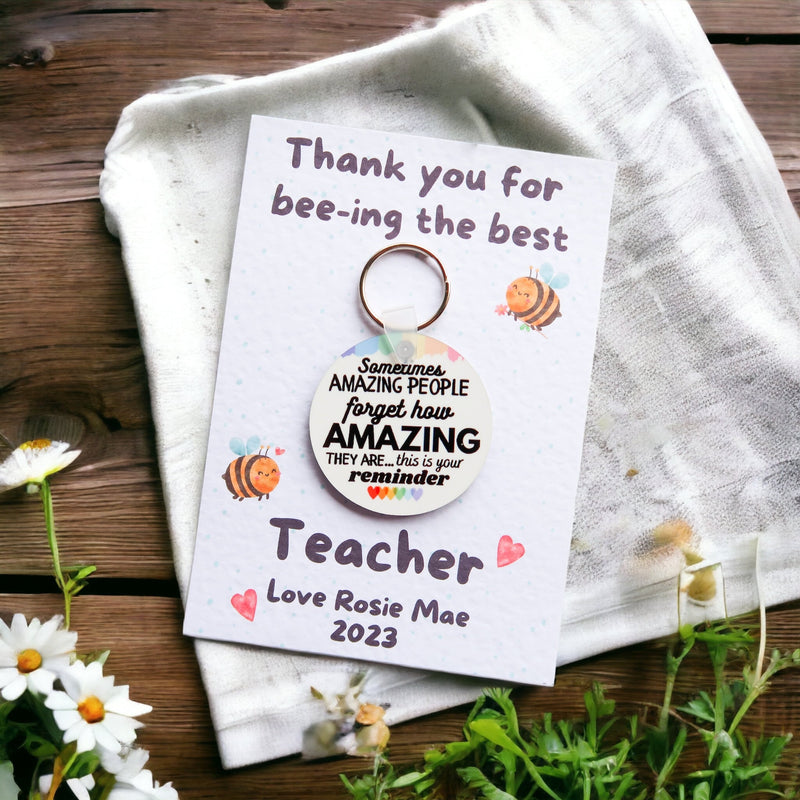 End Of Term Keyring - Teacher Appreciation Gift - Thank You For Helping Me Grow Teacher Gift - Personalised Teacher Gift
