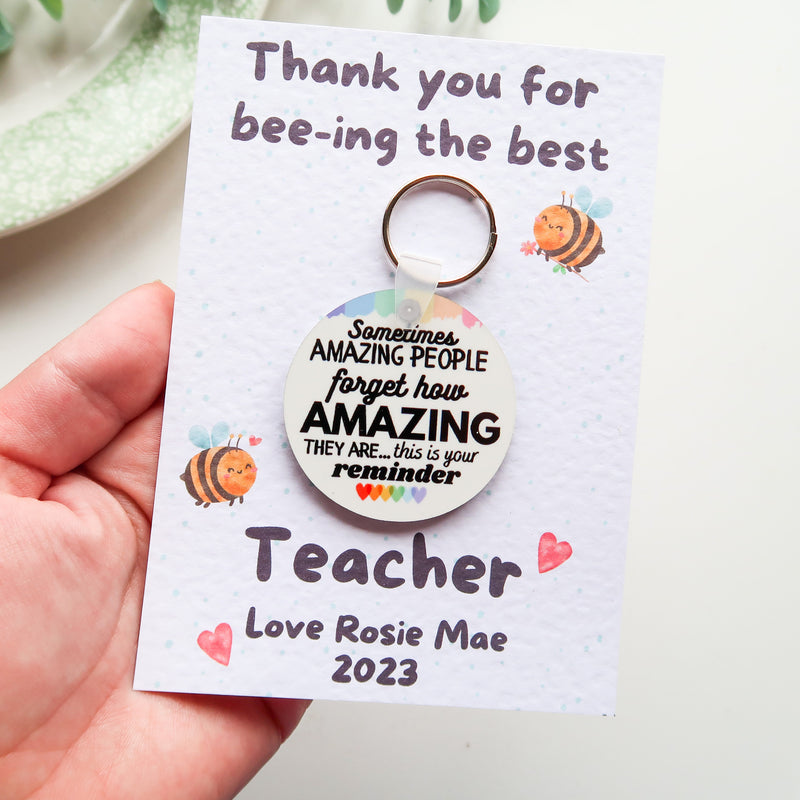 End Of Term Keyring - Teacher Appreciation Gift - Thank You For Helping Me Grow Teacher Gift - Personalised Teacher Gift