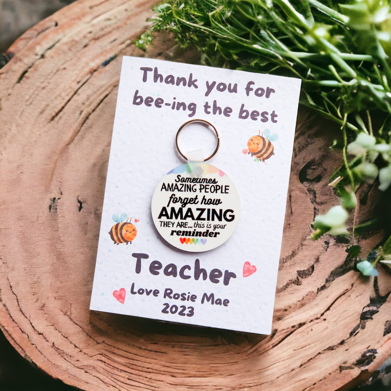 End Of Term Keyring - Teacher Appreciation Gift - Thank You For Helping Me Grow Teacher Gift - Personalised Teacher Gift