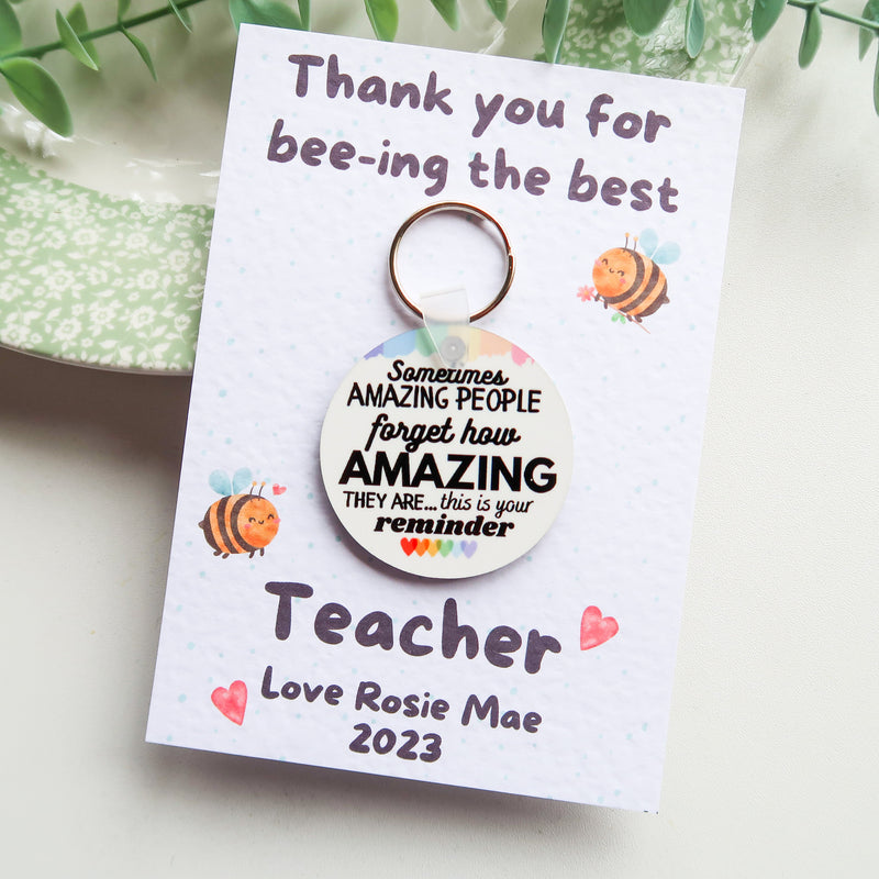End Of Term Keyring - Teacher Appreciation Gift - Thank You For Helping Me Grow Teacher Gift - Personalised Teacher Gift
