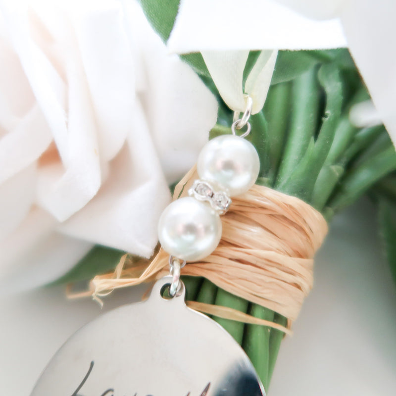 Handwriting Wedding Bouquet Charm - Handwriting Charm - Engraved Handwritten Bridal Memory Charm