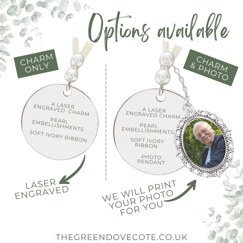Bouquet Photo Charm For Bride - In Memory Of Mum Flower Charm - Photo Bouquet Memory Charm - Memory Charm For Bridal Bouquet