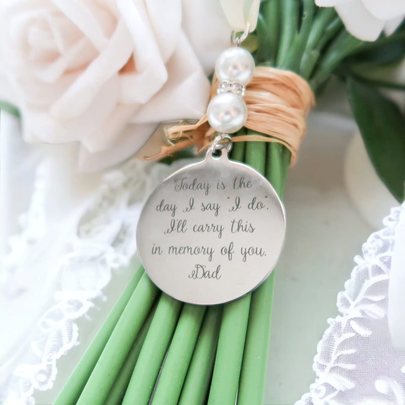 Mum Bouquet Charms For Bride - In Memory Of Mum Flower Charm - Photo Bouquet Memory Charm - Memory Charm For Bridal Bouquet